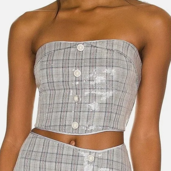 LOVERS AND FRIENDS Mischa Top in Grey Plaid XXS - Picture 1 of 1